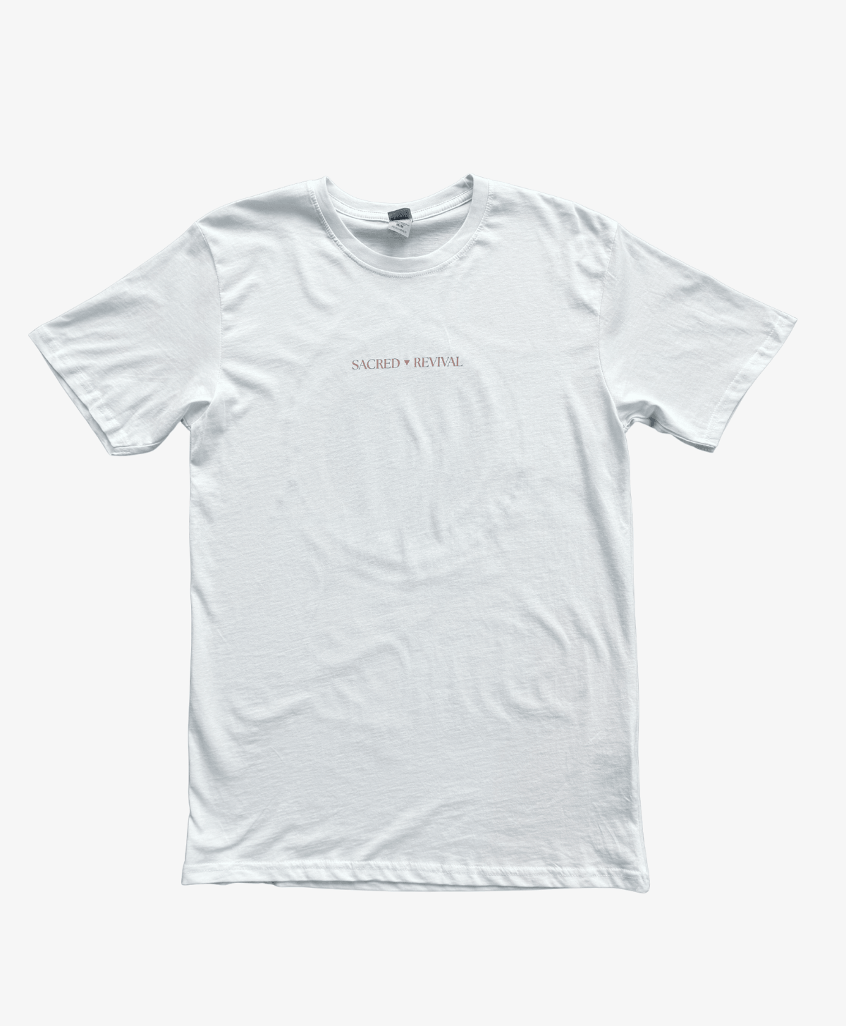 White Tree of Life tee, front view, with the Sacred Revival wordmark on the chest
