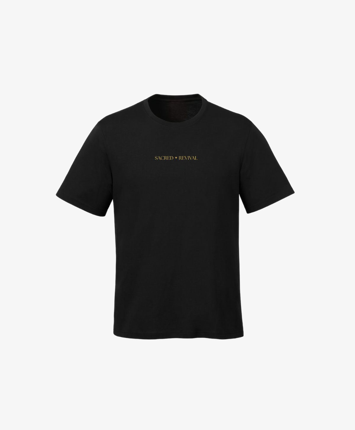 Black Tree of Life youth tee, front view, with the Sacred Revival wordmark on the chest